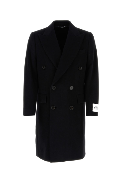 Dolce & Gabbana Sophisticated Wool Blend Coat In Black