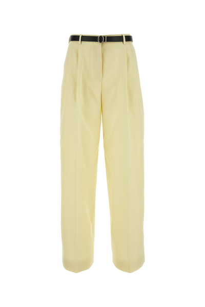 JIL SANDER JIL SANDER PASTEL YELLOW GABARDINE WIDE-LEG PANT