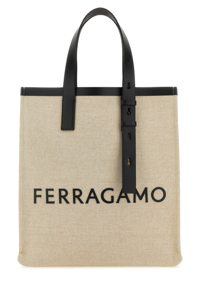 Ferragamo Salvatore  Beige Canvas Bag