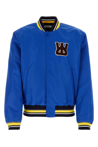 Wales Bonner Logo-patch Bomber Jacket In Blue