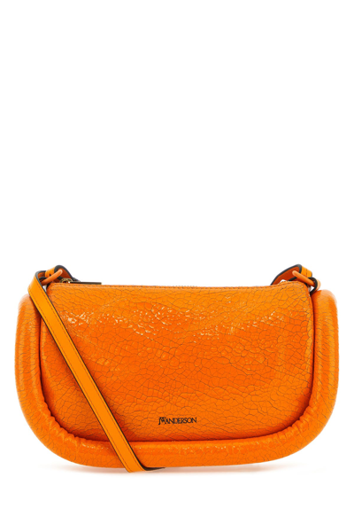 Jw Anderson Bumper-12 Leather Crossbody Bag With Crystal In Orange