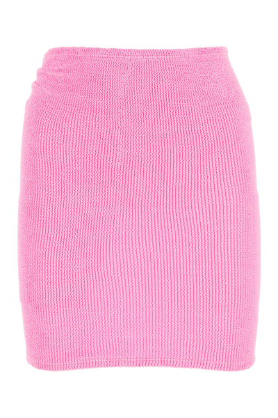 HUNZA G HUNZA G FLUO PINK STRETCH NYLON BLEND MINISKIRT