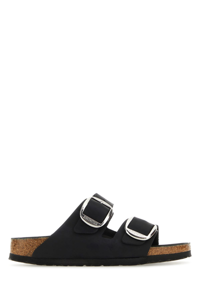 BIRKENSTOCK BIRKENSTOCK BLACK LEATHER ARIZONA BS SLIPPERS