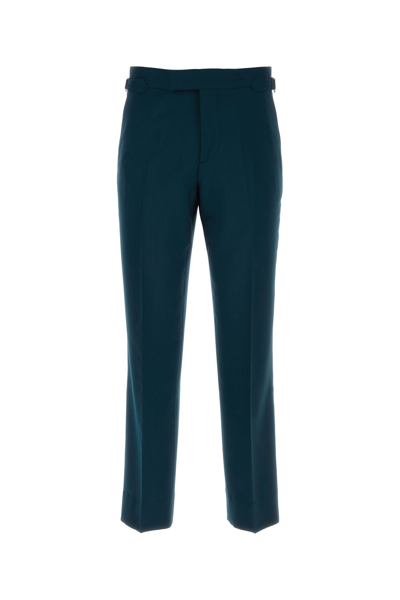 Vivienne Westwood Pantalone Sang In Lana Petrolio Uomo In Blue