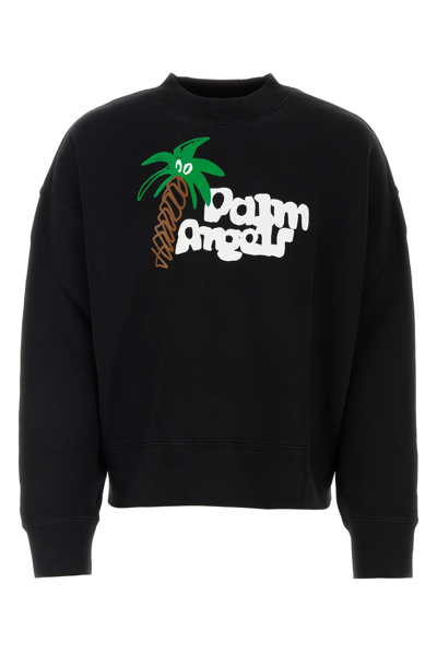 Palm Angels Logo-print Organic Cotton Sweatshirt In Black
