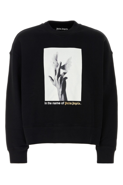 Palm Angels Sweatshirt Mit Foto-print In Black