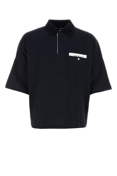 Palm Angels Sartorial Tape Cotton Polo Shirt In Blue