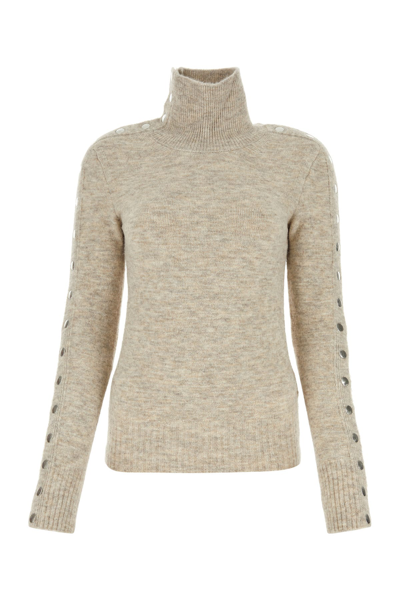 Isabel Marant Malo Snap Detail Long Sleeve Sweater In Cream