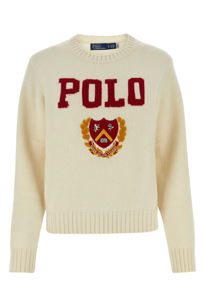 Polo Ralph Lauren Polo Round Neck Pull Wool In Cream