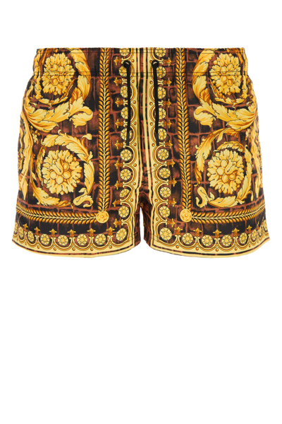 Versace Shorts Baroccodile In Yellow