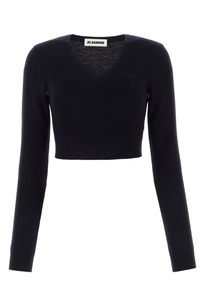 JIL SANDER JIL SANDER MIDNIGHT BLUE WOOL SWEATER