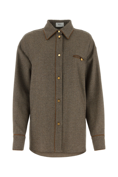 Bally Long Sleeve Wool Blend Shirt In Brown