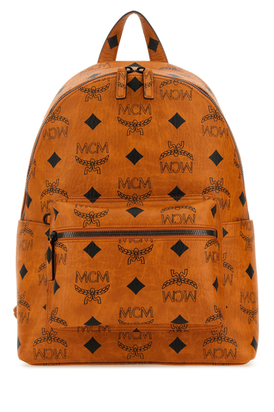 Mcm All-over Print Canvas Stark Backpack In Brown