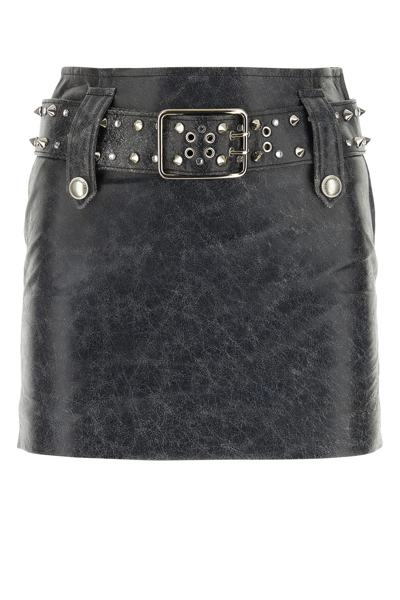 ALESSANDRA RICH MINIGONNA IN PELLE GRIGIA DONNA