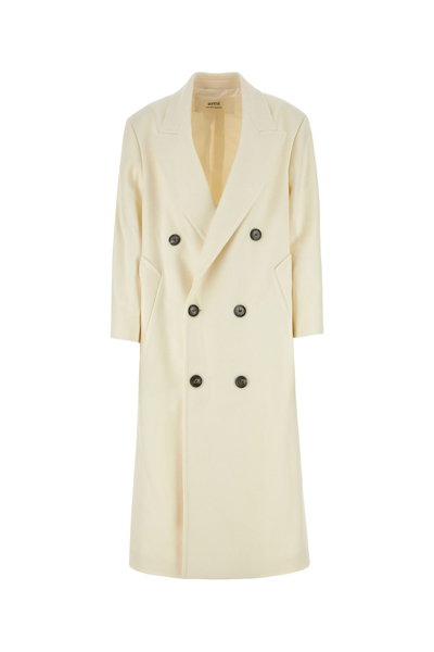 Ami Alexandre Mattiussi Ami Double Breasted Long Coat In Cream