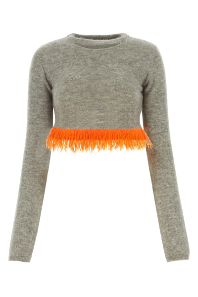 Jw Anderson Fringed-hem Knitted Jumper In Brown
