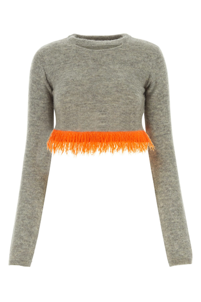 Jw Anderson Fringed-hem Knitted Jumper In Grey