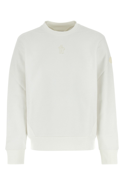Moncler Man White Cotton Sweatshirt In Cream