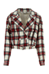 Alessandra Rich Checked Cropped Wool-blend Jacket