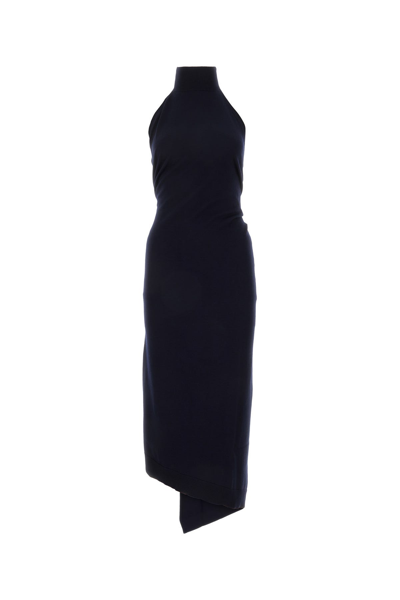 Fendi Funnel-neck Sleeveless Ribbed-knit Dress In Blue