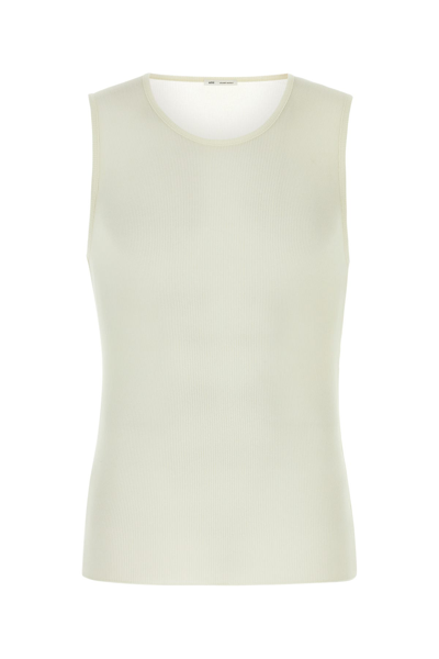 Ami Alexandre Mattiussi Ami Paris Round-neck Ribbed-knit Tank Top In White
