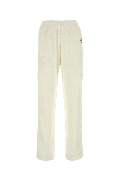 Casablanca White Logo-patch Side-stripe Fleece Track Pants