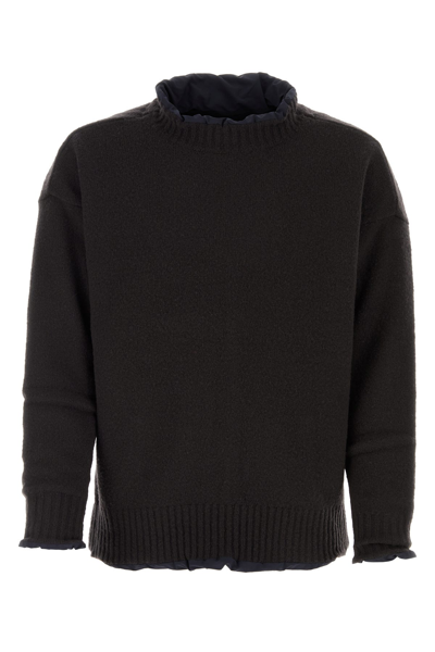 Sacai Man Black Wool Blend Reversible Knit Pullover