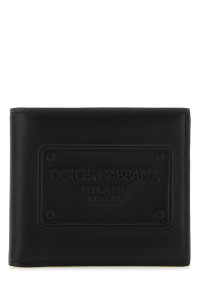 Dolce & Gabbana Foldable Leather Wallet In Black