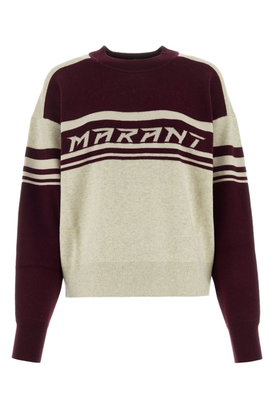 Isabel Marant Étoile Cotton Blend Striped Crewneck Sweater In Burgundy