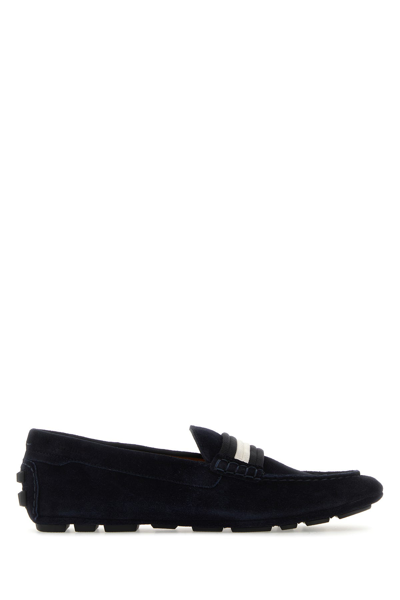 Bally Grosgrain-ribbon Suede Boat Shoes In Black