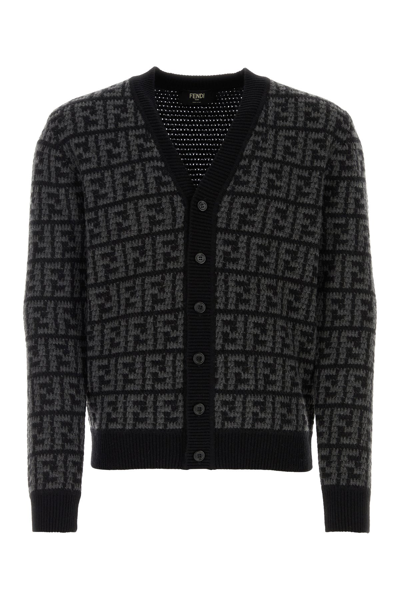 Fendi Cardigan Lana Nero In Black