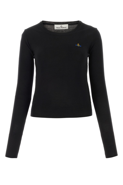 Vivienne Westwood Orb-logo Embroidery Cotton-cashmere Jumper In Black