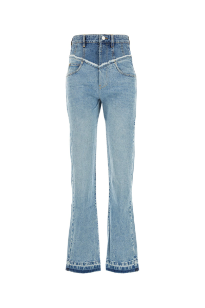 Isabel Marant Noemie Frayed Two-tone Jeans In Blue