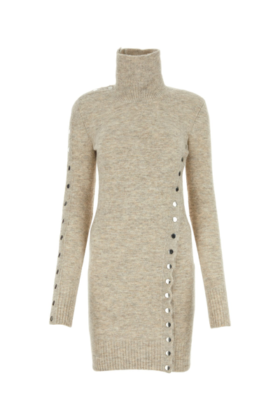 Isabel Marant Melange Sand Stretch Nylon Blend Melissa Sweater Dress In Beige