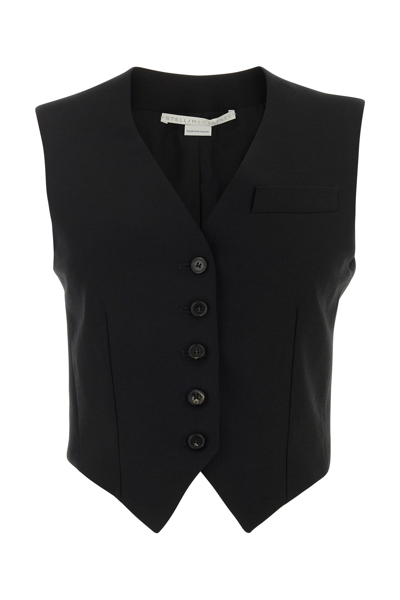 Stella Mccartney Sleeveless Virgin Wool Waistcoat In Black