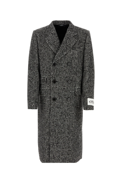 Dolce & Gabbana Double-breasted Wool Houndstooth Coat In Printed