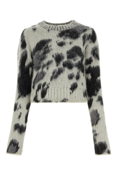 Stella Mccartney Multicolour Print Virgin Wool Sweater In Grey