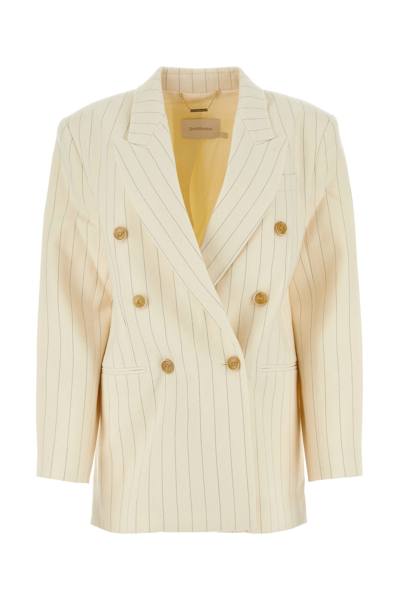 ZIMMERMANN EMBROIDERED WOOL BLEND OVERSIZE LUMINOSITY BLAZER