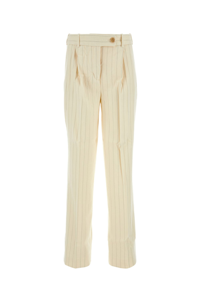 Zimmermann Pinstriped Wool-blend Wide-leg Trousers In Cream