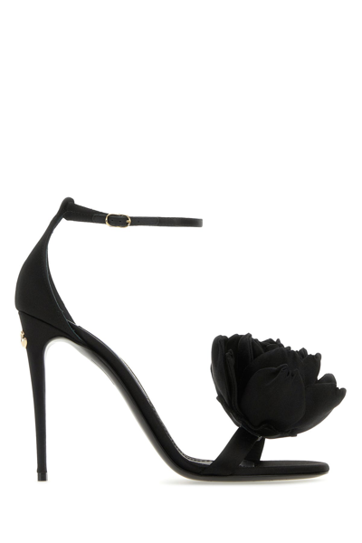 Dolce & Gabbana 105mm Keira Satin Platform Sandals In Black