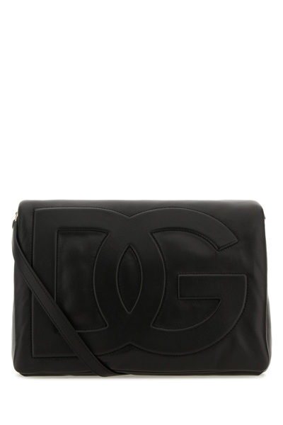 Dolce & Gabbana Dg Leather Clutch Bag In Black