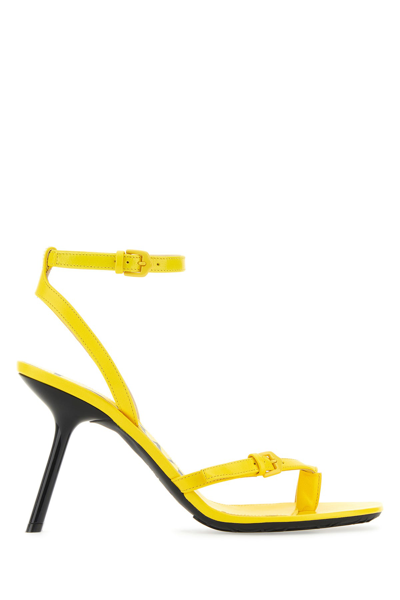 Loewe Petal 90 Leather Sandals In Yellow