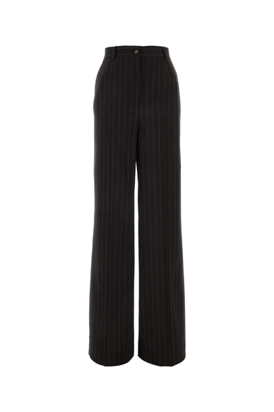Dolce & Gabbana Pinstripe Wide-leg Wool Pants In Black