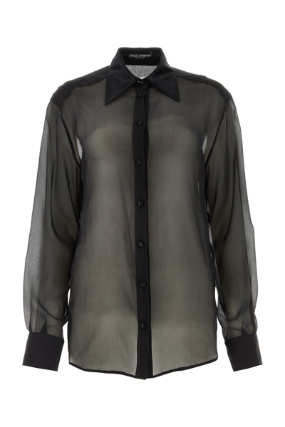 DOLCE & GABBANA DOLCE & GABBANA BLACK STRETCH SILK SHIRT