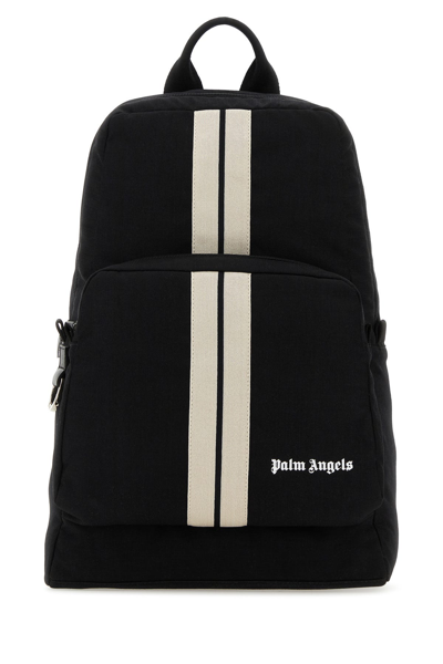 Palm Angels Logo-embroidered Striped Backpack In Black