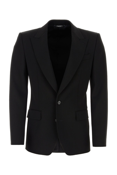 Dolce & Gabbana Single-breasted Virgin Wool Jacket In Black