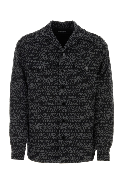 Dolce & Gabbana Jacquard Logo Padded Shirt In Black