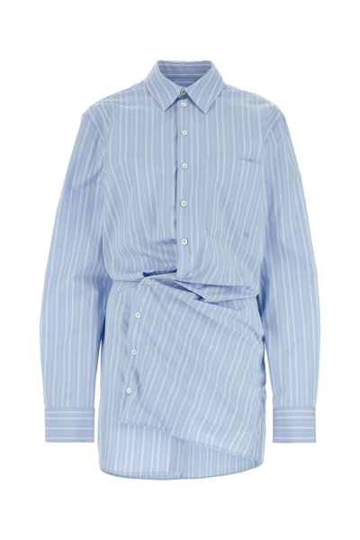 Off-white Striped Cotton-poplin Shirtdress In Blue