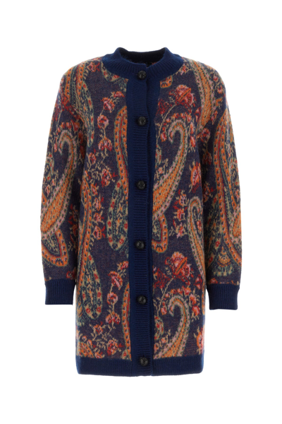 Etro Paisley Wool Cardigan In Grey