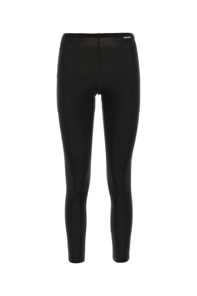 Miu Miu Logo-patch Layered Silk Leggings In Black